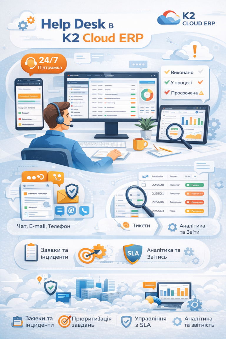 Help Desk в K2 ERP: економіка впровадження K2 ERP для бізнесу: Help Desk в K2 ERP