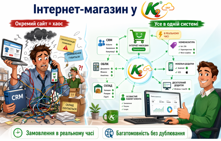 Інтернет-магазин у K2 ERP: економіка впровадження K2 ERP для бізнесу: Інтернет-магазин у K2 ERPа не окремим го